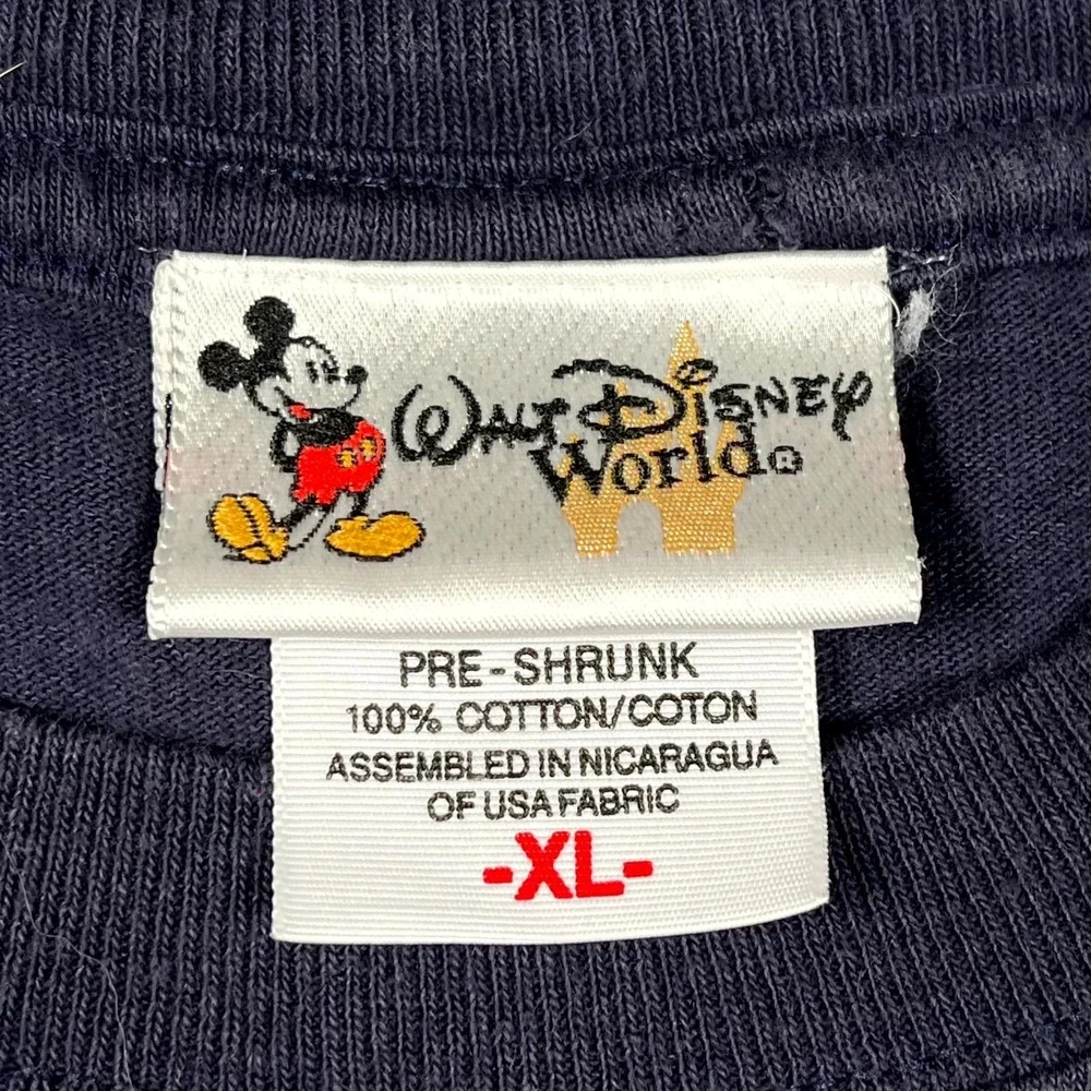 Disney T Shirt Men XL Navy Blue Cotton Crew Neck Mickey Mouse Patriotic USA Flag
